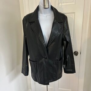Black Shein Faux Leather Blazer Jacket